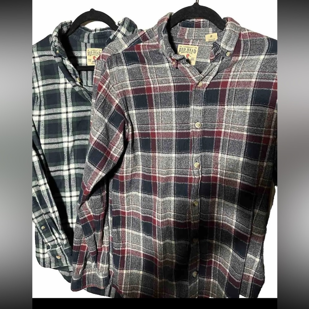 Redhead Brand Co. Men’s Flannel Bundle Size Small 100% Cotton Green And Red